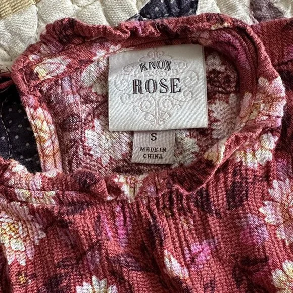 KNOX ROSE Red Floral Knee Length Dress Size Small EUC - Picture 6 of 7